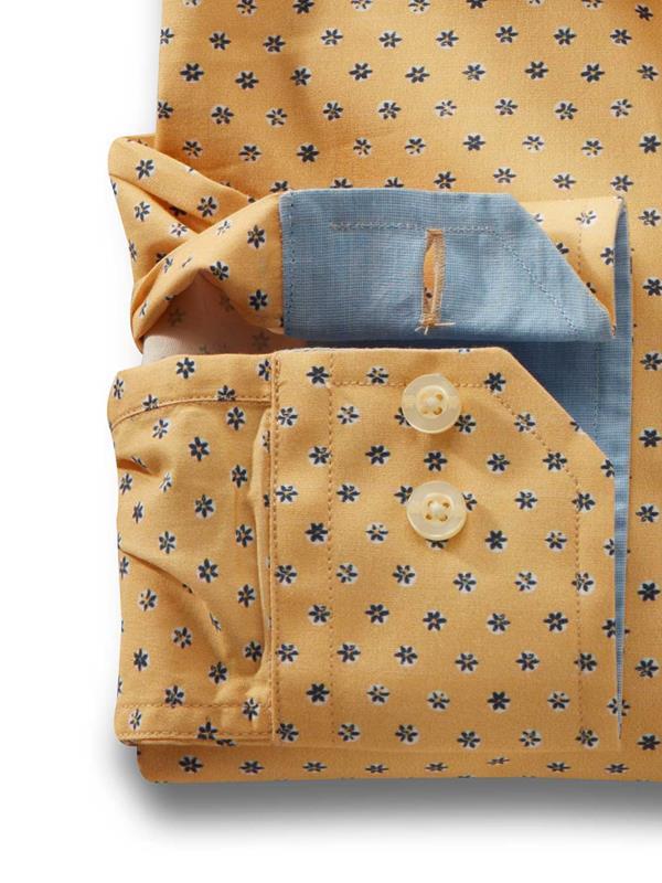 Maho Yellow Printed Full sleeve single cuff Cotton Shirt