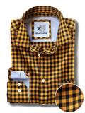 Howard Yellow Check Full sleeve single cuff Cotton Shirt