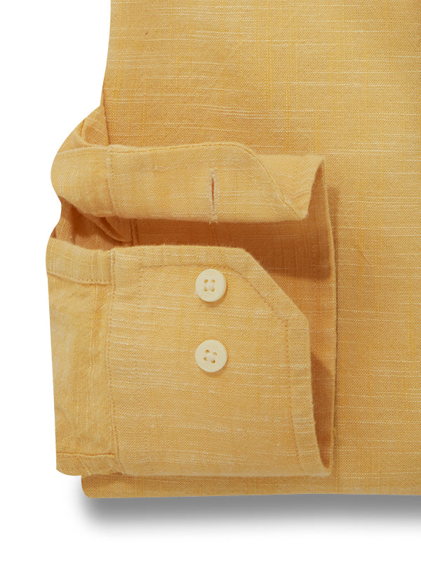 Santorini Slub Yellow Solid Full Sleeve Tailored Fit Casual Cotton Shirt