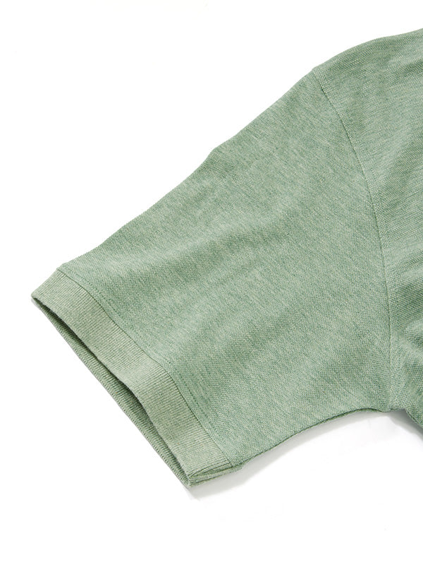 z3 Melange Polo Garment Dyed Green Solid Tailored Fit Casual Cotton T-Shirt