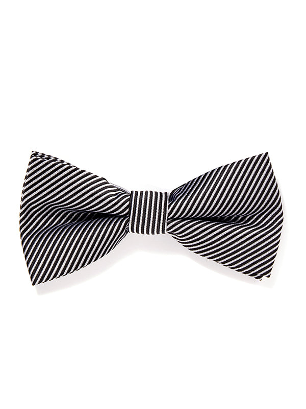 Striped Black Ready Tied Bow Tie