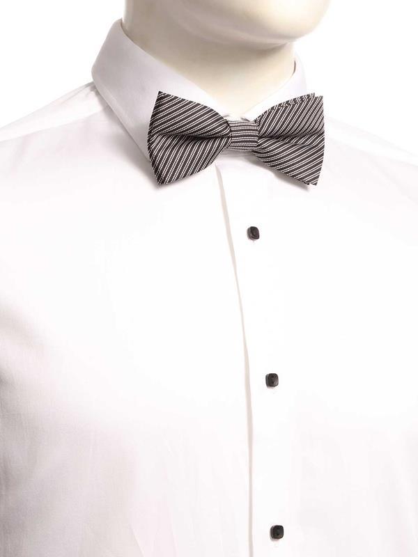 ZOD! Stripe Black/ White Microfibre Bow Tie