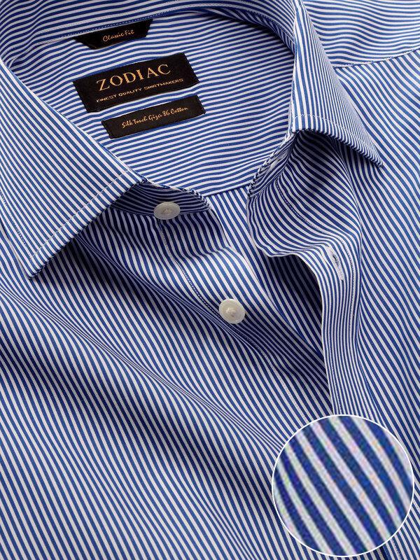 Buy Barboni Blue Cotton Double Cuff Classic Fit Formal Striped