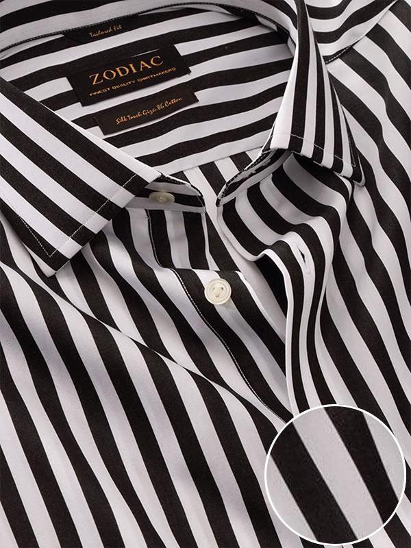Buy Barboni Black & White Cotton Single Cuff Tailored Fit Formal Striped Shirt | Zodiac Zodiac Finest Quality Clothing Buy Barboni Black & White Cotton Single Cuff Tailored Fit Formal Striped Shirt | Zodiac Zodiac Finest Quality Clothing