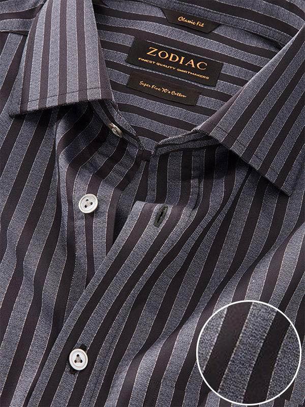 Buy Chianti Dark Grey Cotton Classic Fit Evening Striped Shirt