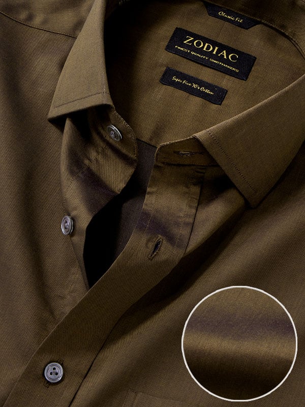 Buy Fine Twill Chocolate Solid Full Sleeve Single Cuff Classic Fit