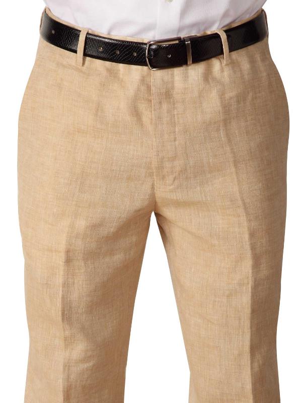 Positano Beige Tailored Fit Pure Linen Trouser
