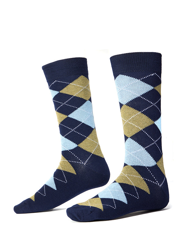 ZODIAC Navy Argyle Socks