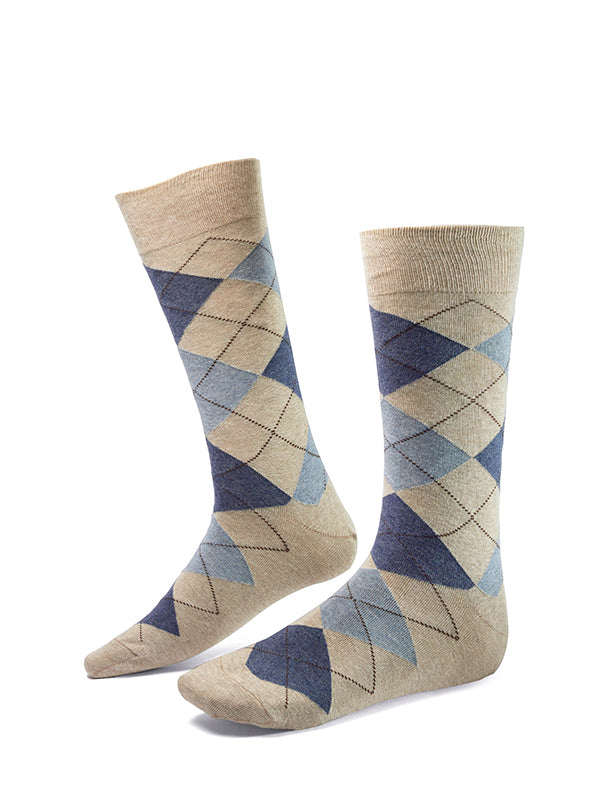 ZODIAC Beige Argyle Socks