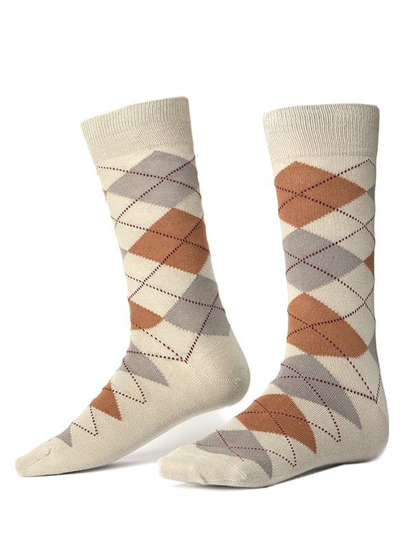 ZODIAC Light Grey Argyle Socks