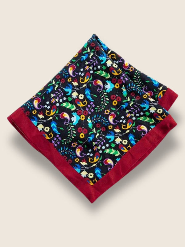 Black Paisley Silk Pocket Square