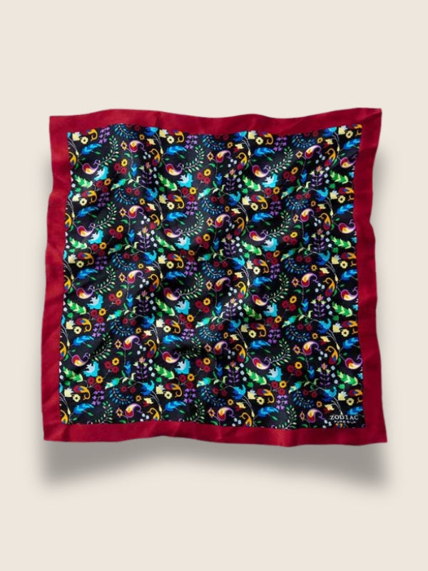Black Paisley Silk Pocket Square