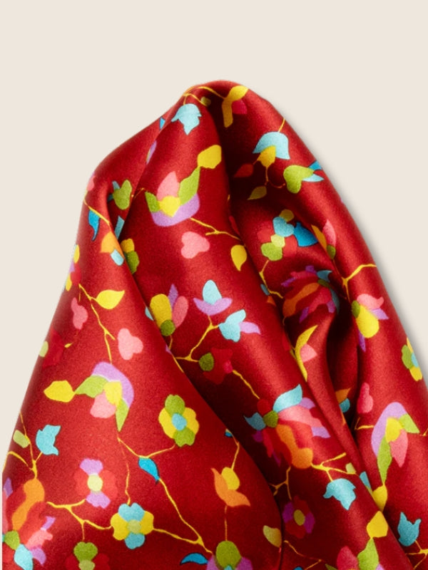 Maroon/ Red All Over Silk Pocket Square