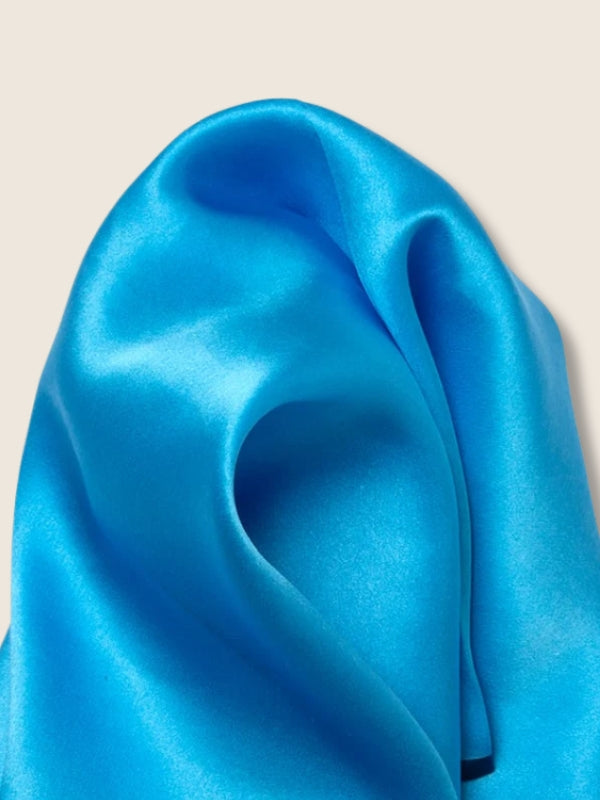 Turquoise/ Navy Solid Silk Pocket Square