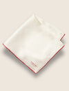 White/ Red Solid Silk Pocket Square