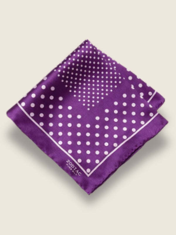 Purple Polka Silk Pocket Square