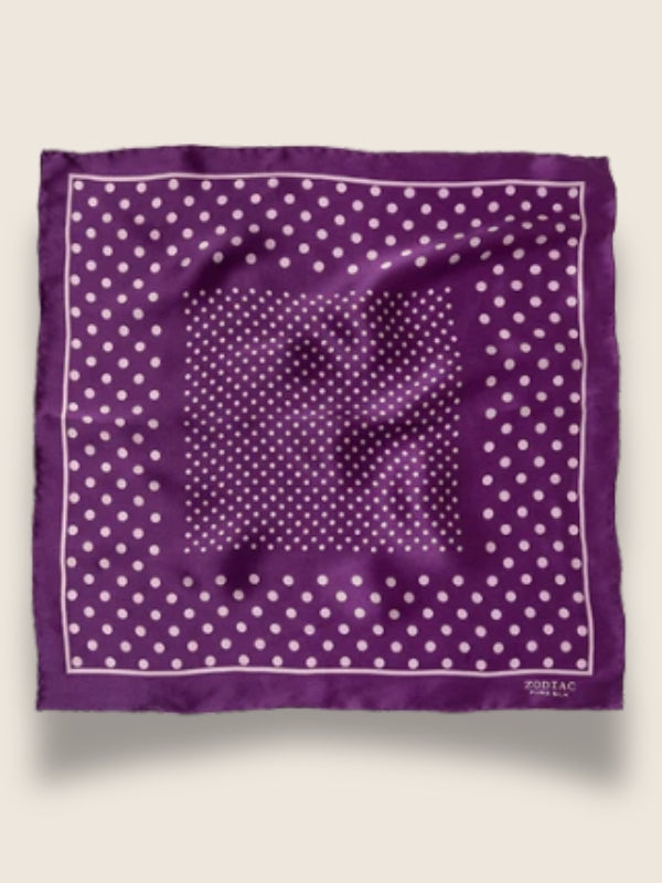 Purple Polka Silk Pocket Square