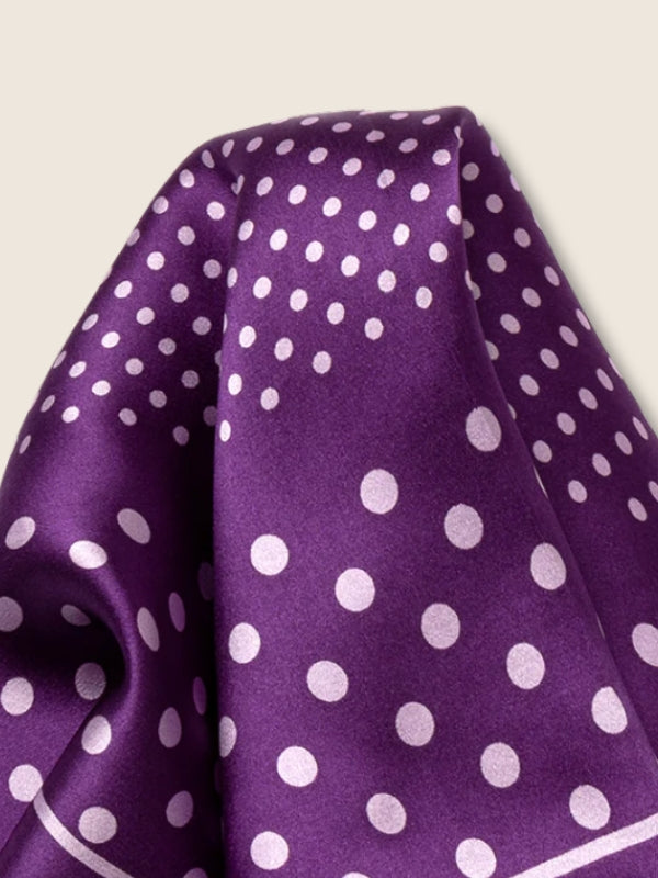 Purple Polka Silk Pocket Square