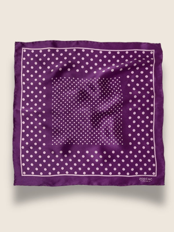 Purple Polka Silk Pocket Square
