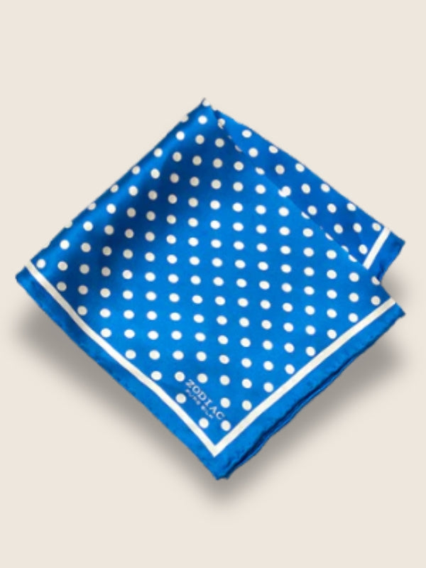Blue Polka Silk Pocket Square