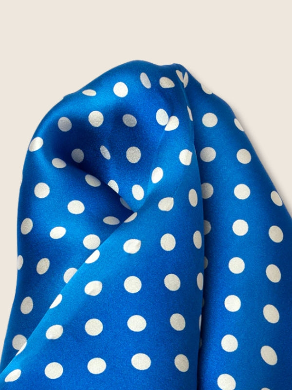Blue Polka Silk Pocket Square