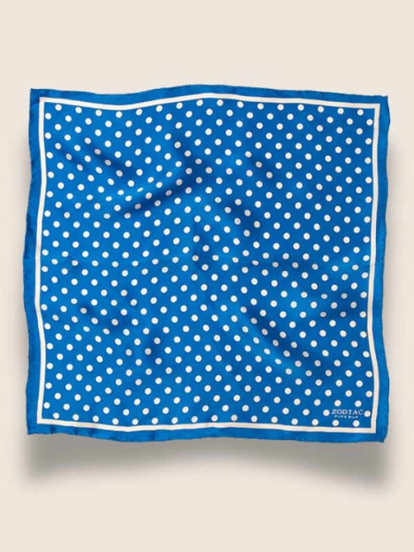 Blue Polka Silk Pocket Square