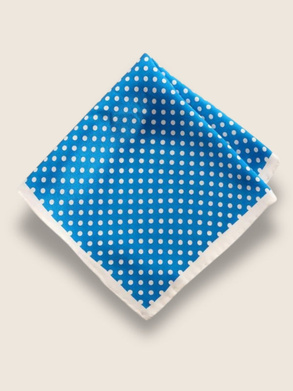 Blue Polka Silk Pocket Square