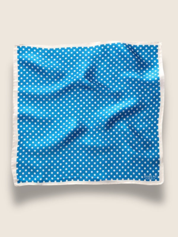 Blue Polka Silk Pocket Square