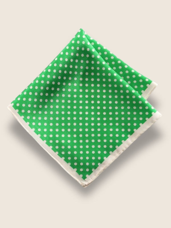 Green Polka Silk Pocket Square