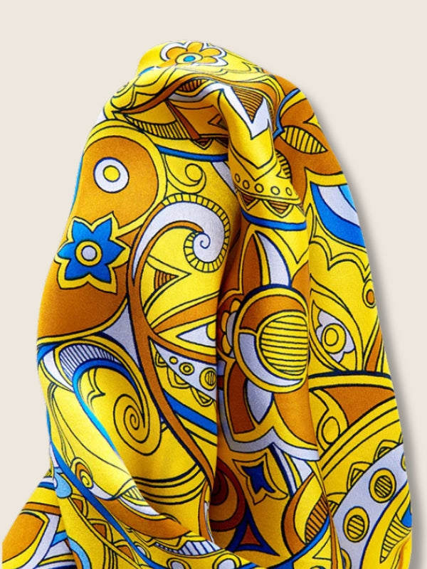 Yellow Paisley Silk Pocket Square