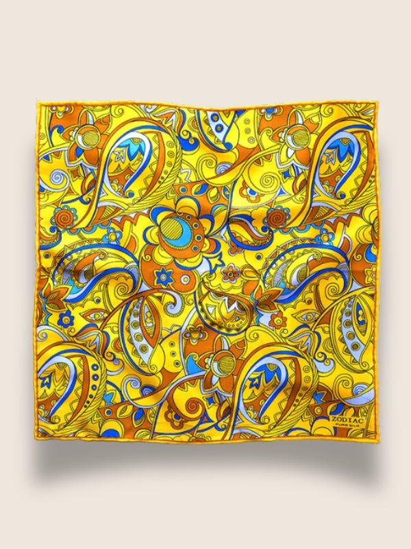 Yellow Paisley Silk Pocket Square