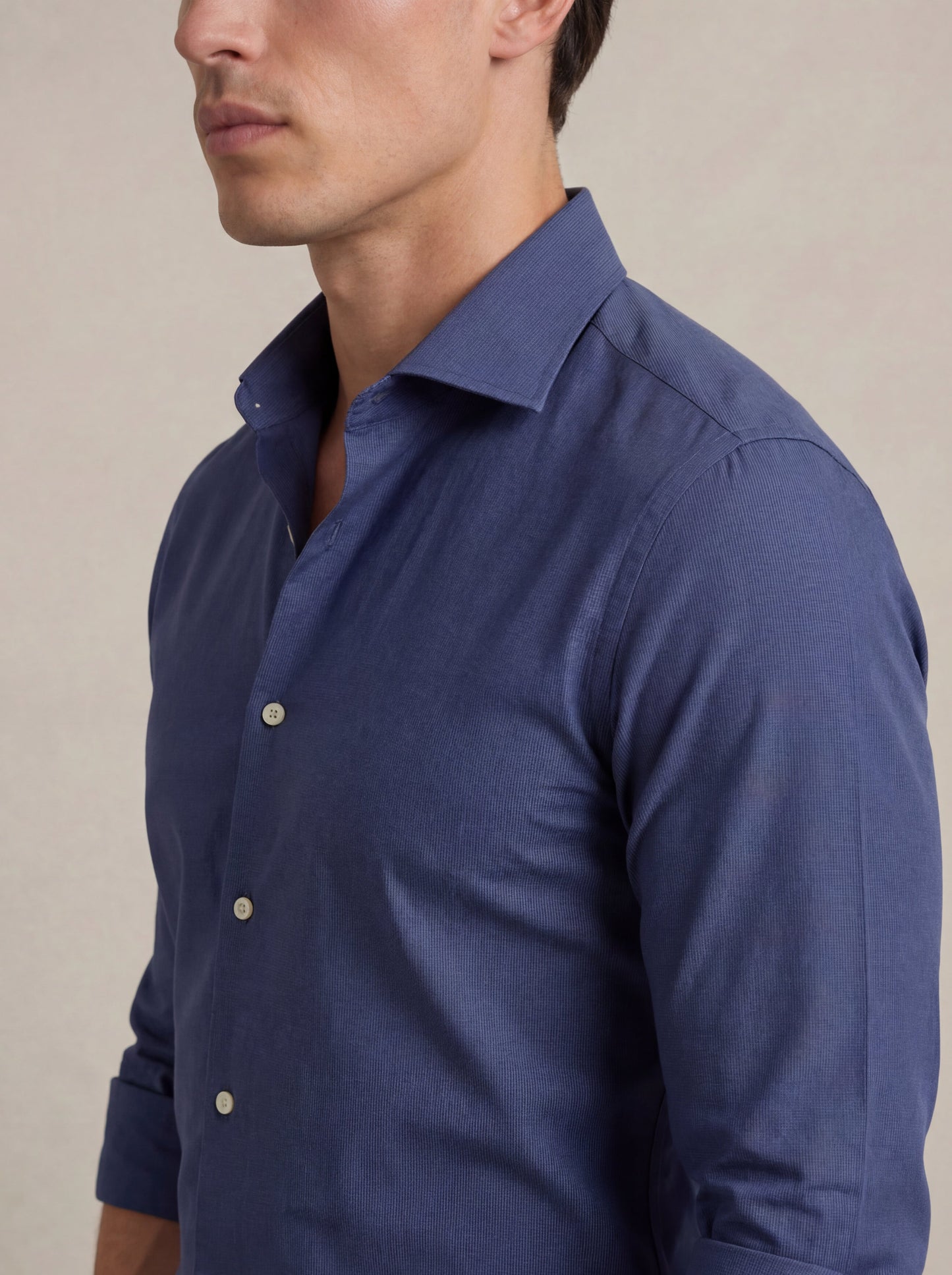 Sainz Blue Tecnho 4 Way Stretch Solid Full Sleeve Single Cuff Slim Fit Party Wear Blended Shirt