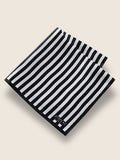 Black And White Striped Silk Pocket Square
