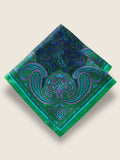 Dark Green Paisley Silk Pocket Square