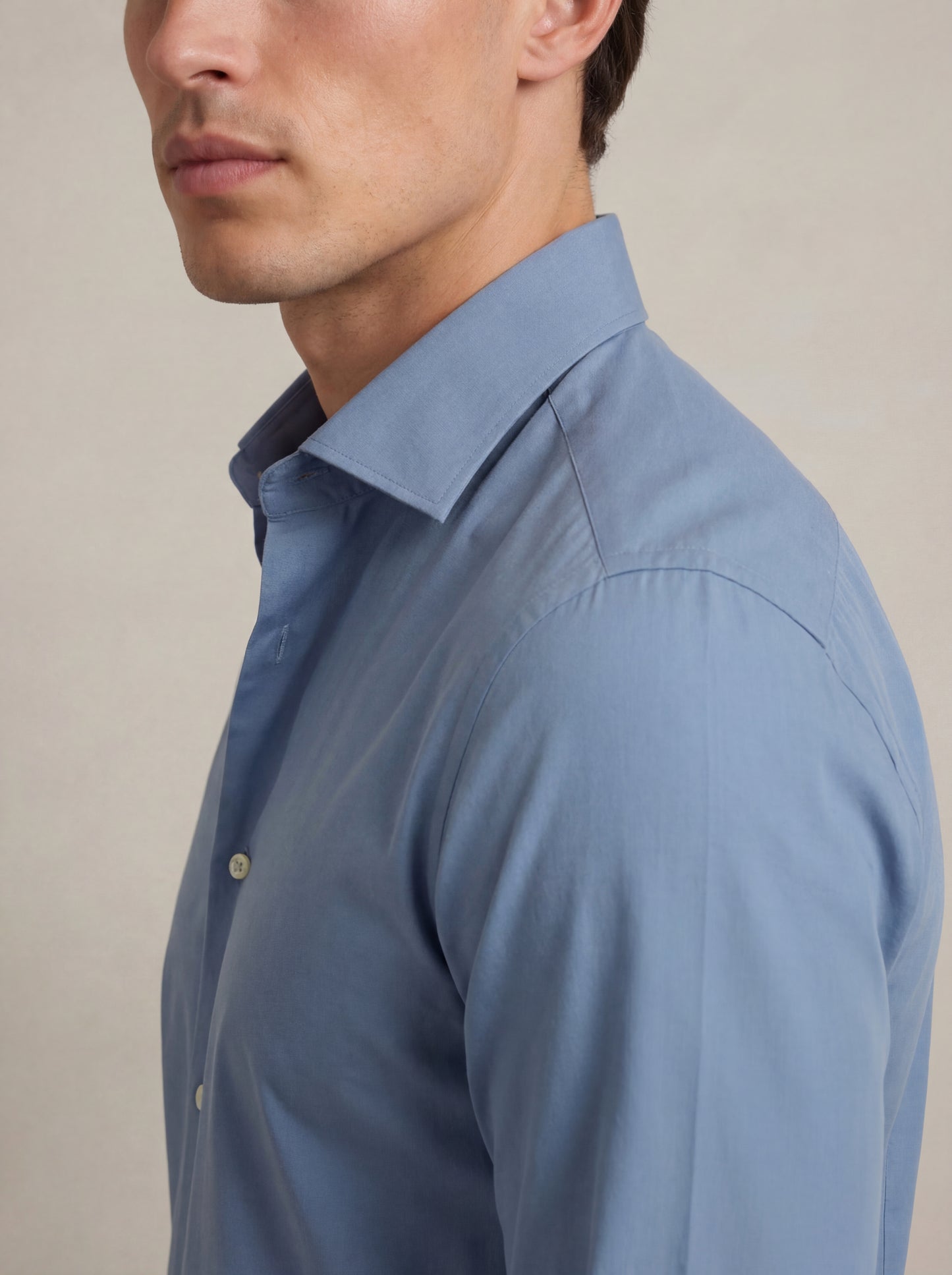 Beyer Blue Techno 4 Way Stretch Solid Full Sleeve Single Cuff Slim Fit Party Wear Blended Shirt