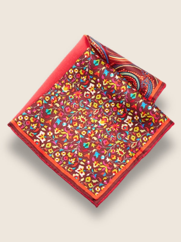 Maroon/Red 4-in-1 Silk Pocket Square
