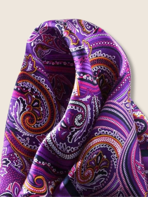 Purple Paisley Silk Pocket Square