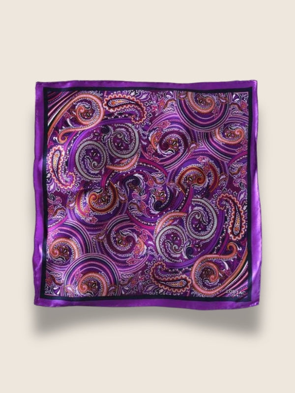 Purple Paisley Silk Pocket Square