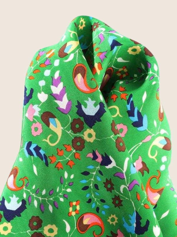 Green Paisley Silk Pocket Square