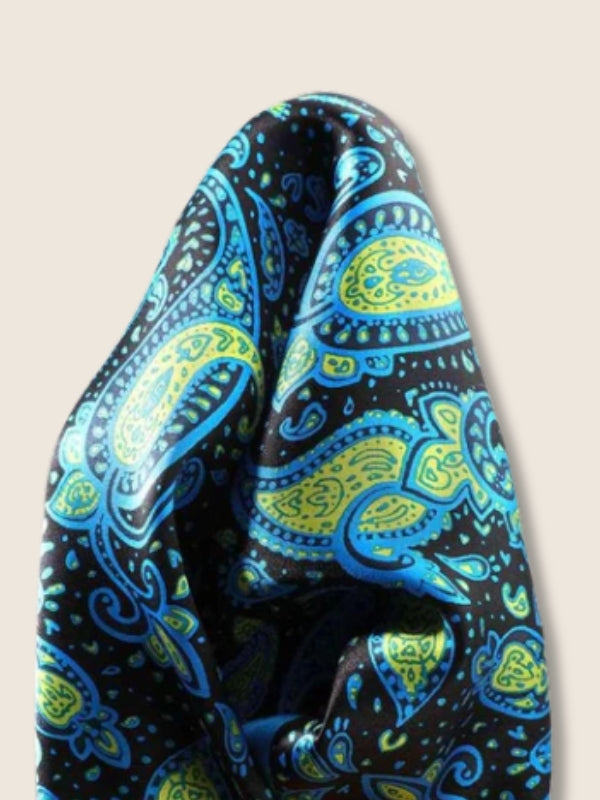Blue Paisley Silk Pocket Square