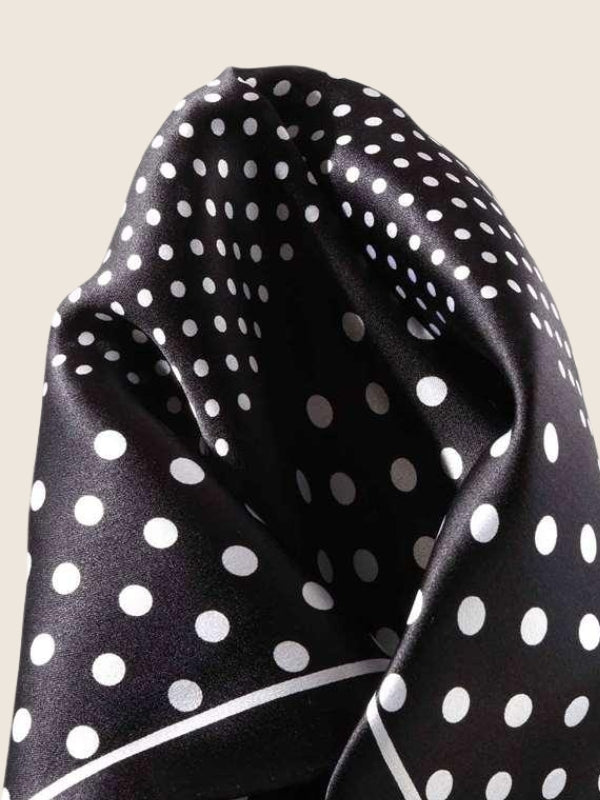 Black & White Polka Silk Pocket Square