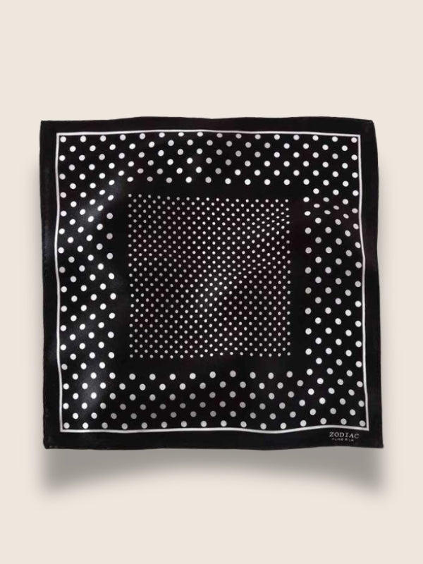 Black & White Polka Silk Pocket Square