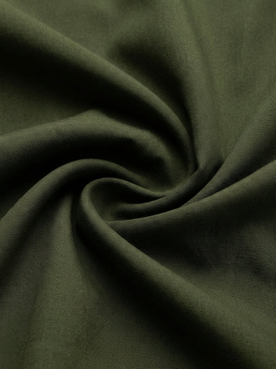 Verstappen Olive Solid Velvet Touch Full Sleeve Single Cuff Slim Fit Party Wear Blended Shirt