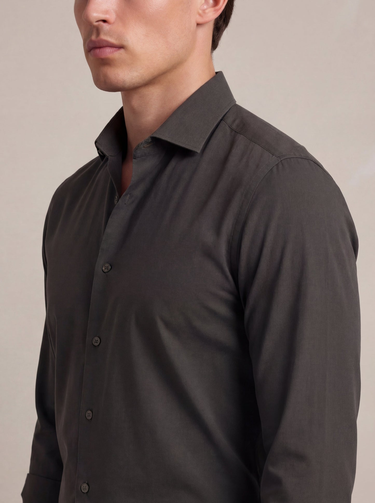Verstappen Brown Solid Velvet Touch Full Sleeve Single Cuff Slim Fit Party Wear Blended Shirt