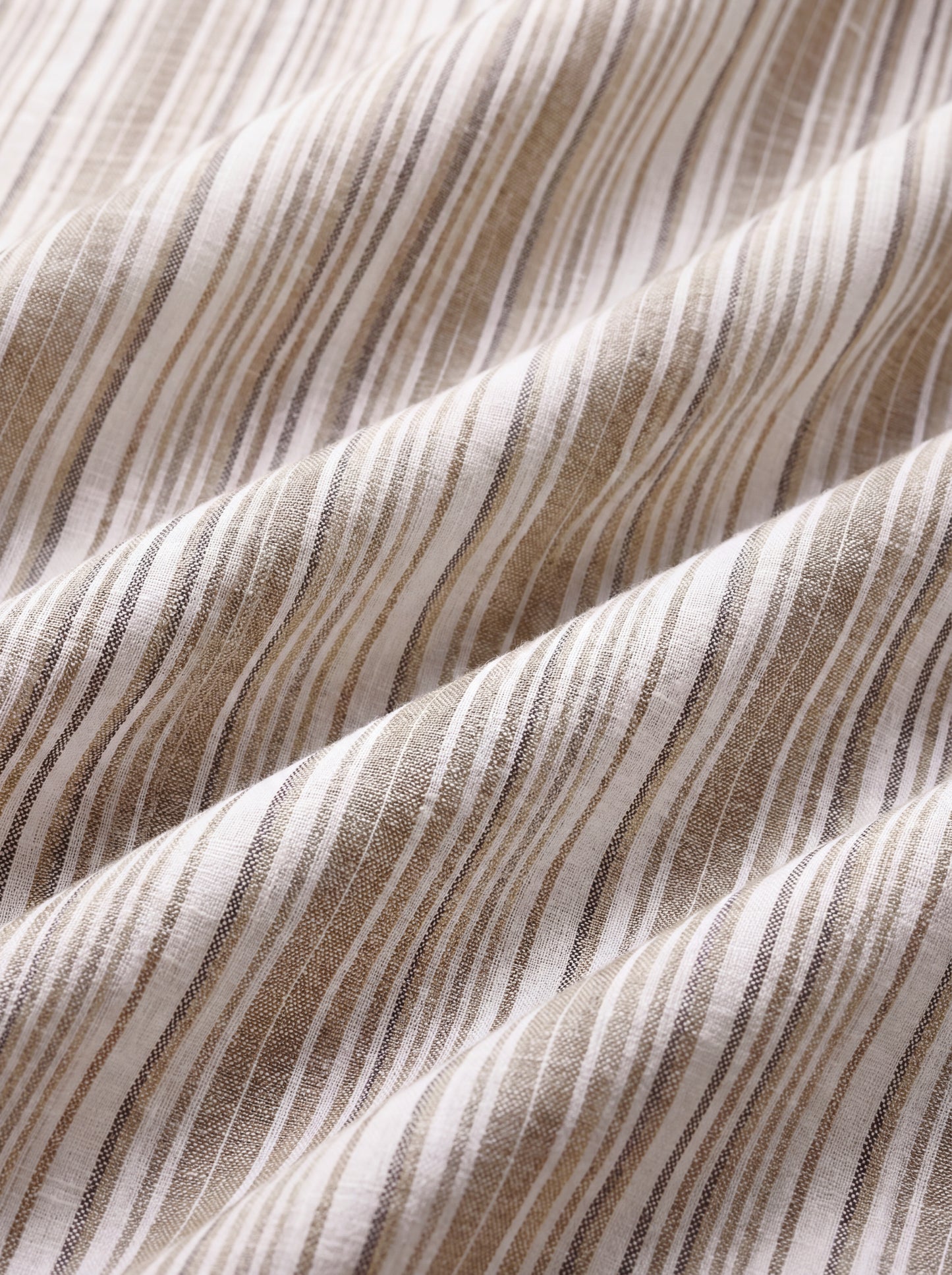 Positano Sand Striped Full Sleeve Single Cuff Classic Fit Semi Formal European Flax Linen Shirt