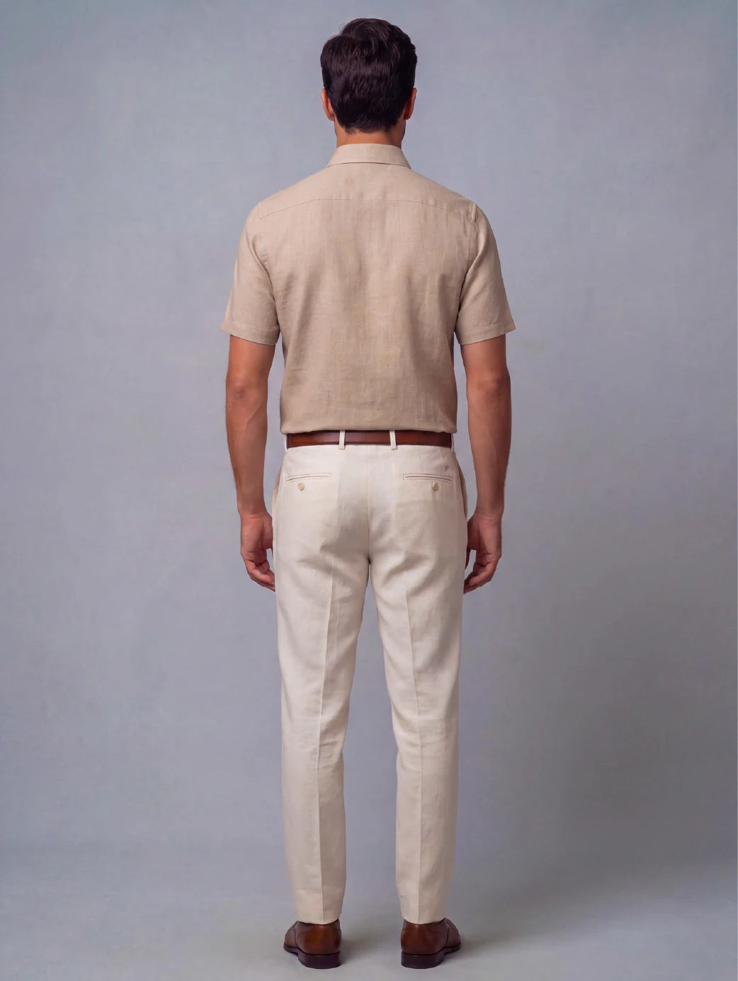 Praiano Sand Solid Half Sleeve Classic Fit Semi Formal European Flax Linen Shirt