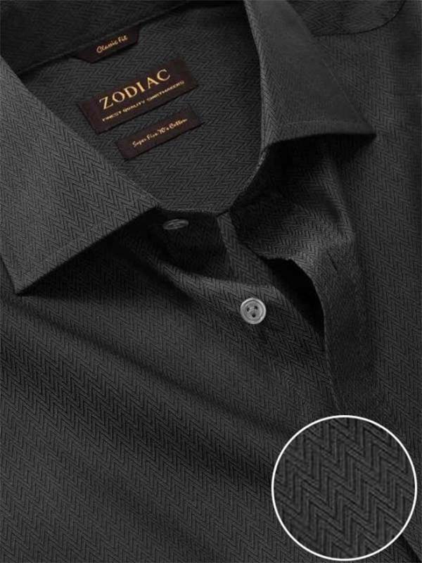 Chianti Black Solid Full Sleeve Single Cuff Classic Fit Dark Semi Formal Cotton Shirt