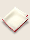 White/ Red Solid Silk Pocket Square