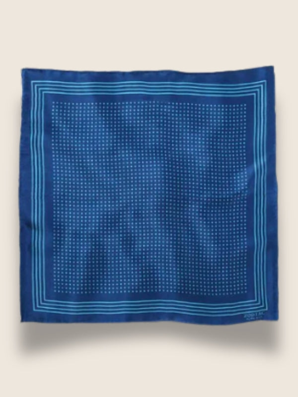 Medium Blue Polka Silk Pocket Square