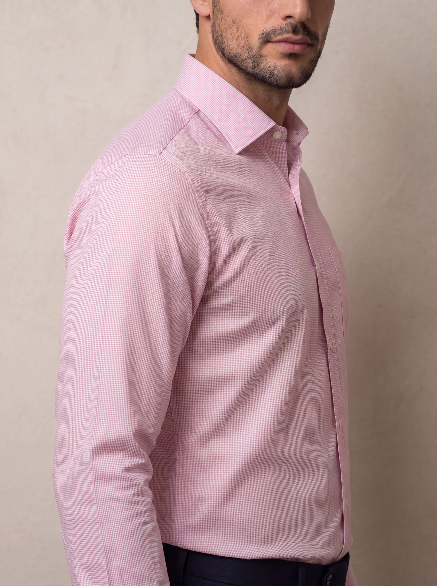 Ponte Pink Solid Full Sleeve Double Cuff Classic Fit Classic Formal Two Ply Mercerized Cotton Shirt